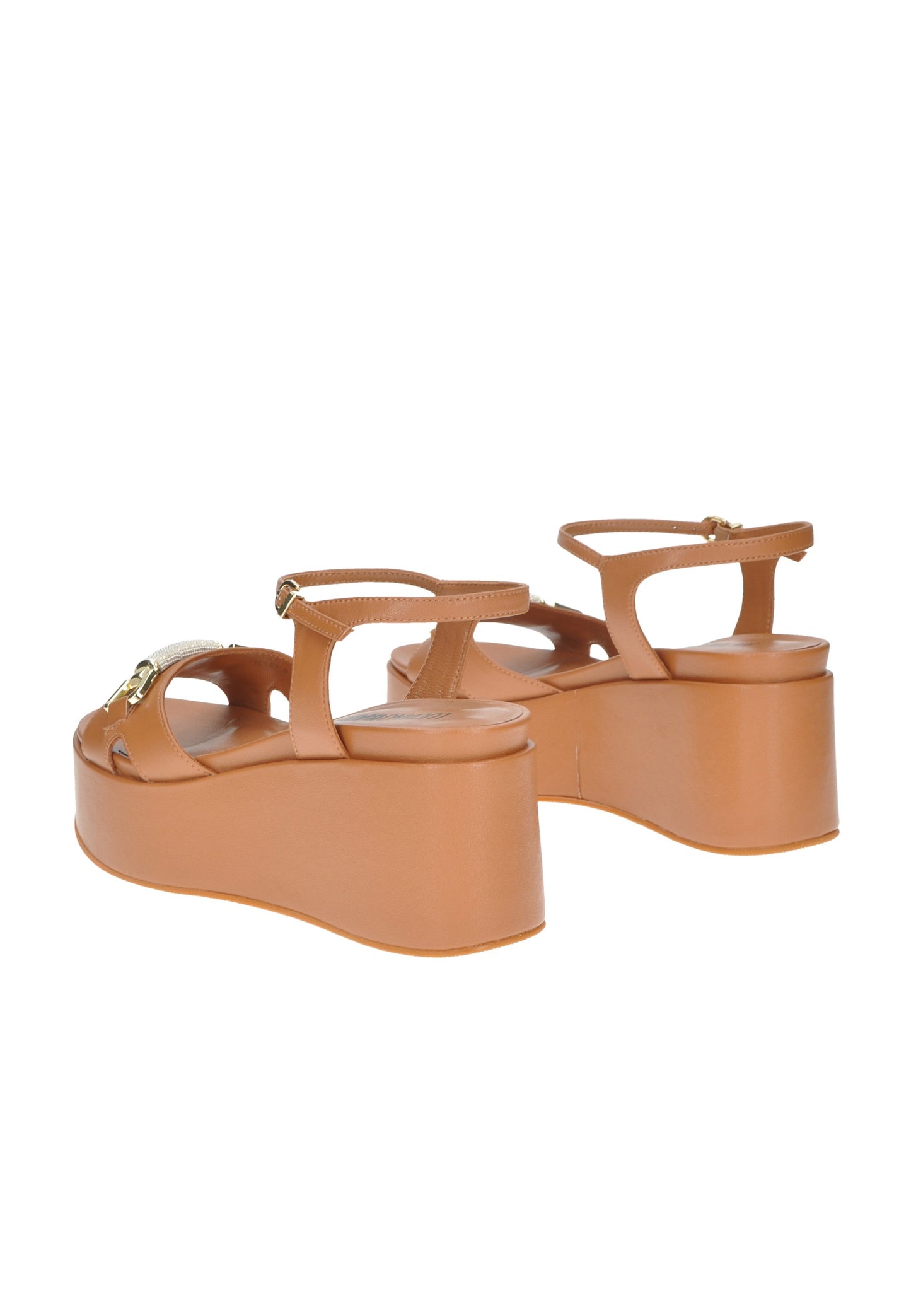 TL133 Sandalo LUCIANO BARACHINI, sandali in pelle con cinturini alla caviglia e soletta imbottita, colore marrone.