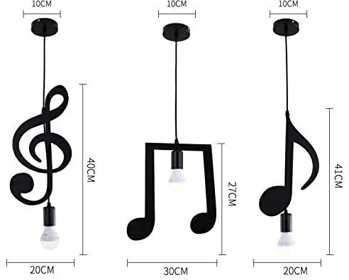 Pendelleuchte, schwarz, LED-Lampenfassung, 2 Musiknoten, modern, E27 B01N3