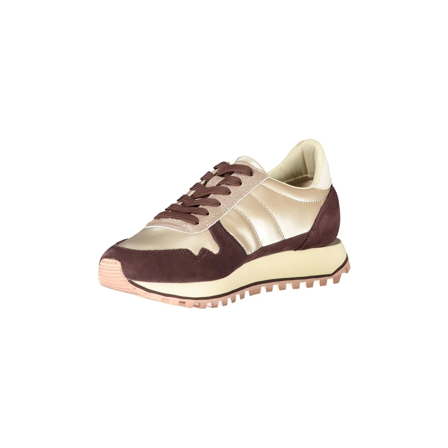 BLAUER Damen-Sneaker in Beige mit Schnürsenkeln und burgunderroten Details