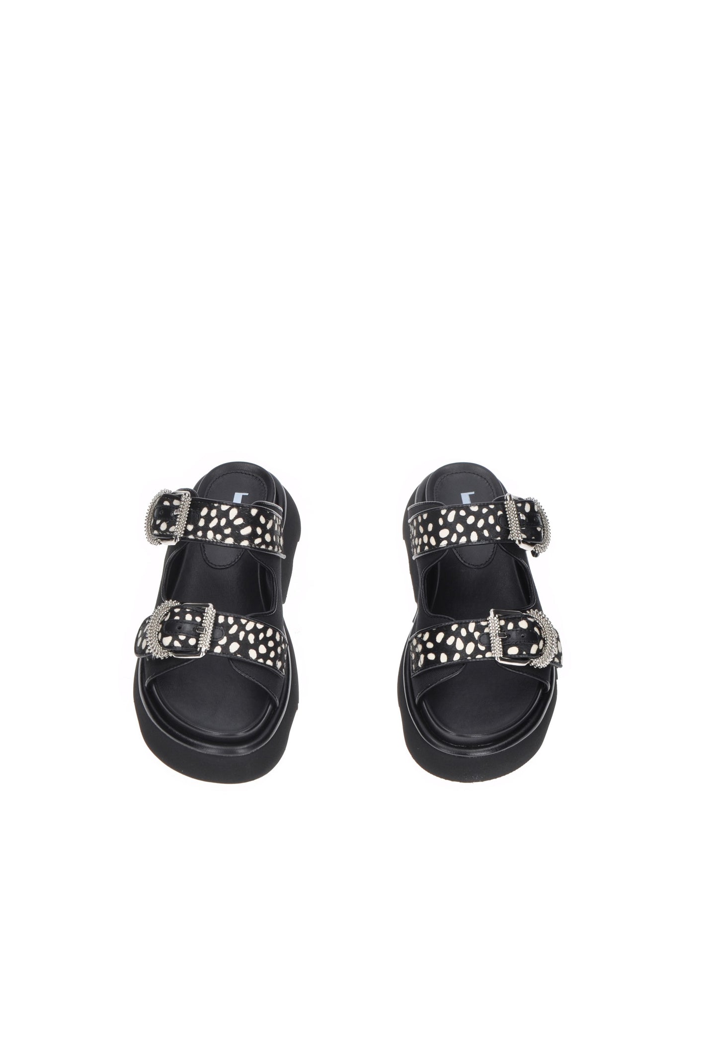 TJ523 Sandalo JEANNOT: sandali neri con fibbie e dettagli in pelle, suola alta 5 cm per comfort e stile.
