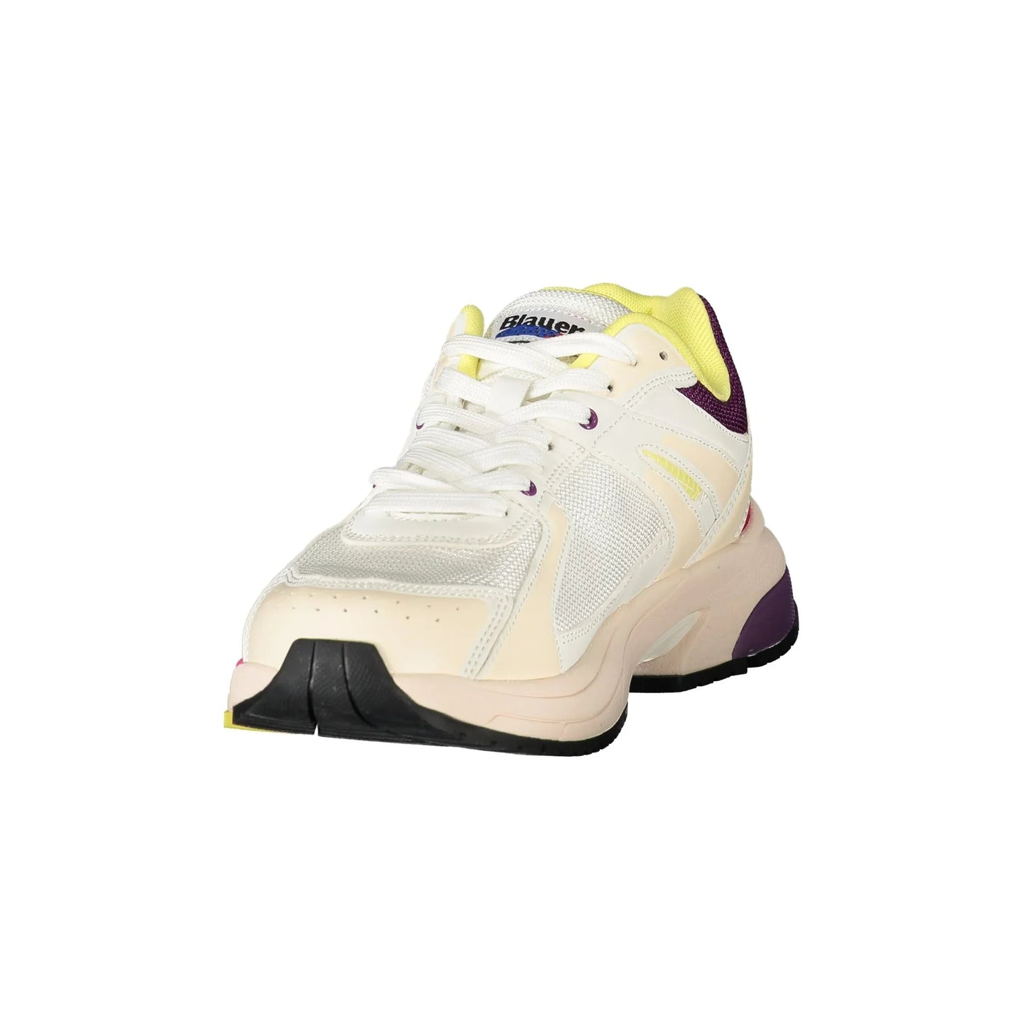 BLAUER Damen-Sneaker in Weiß mit Schnürung und lila/rosa/gelben Details