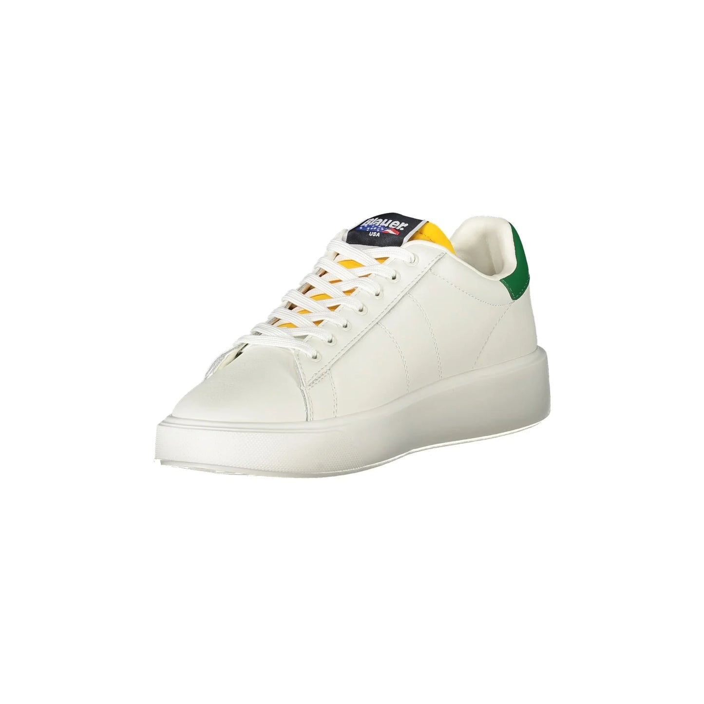 BLAUER Sneakers Uomo Bianche con Dettagli Verdi e Logo