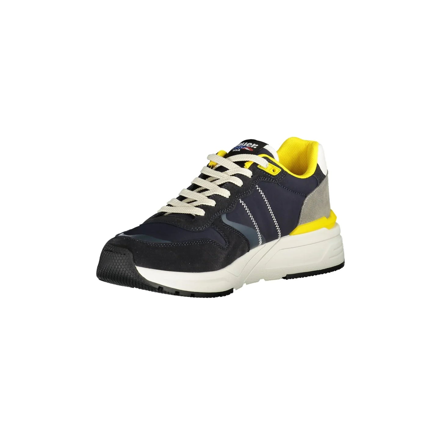 BLAUER Herren-Sportschuhe in Blau mit gelben Details und Schnürsenkeln