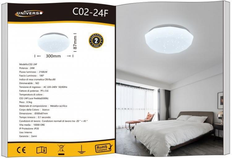 24-W-LED-Deckenleuchte in Diamantform mit Sternenhimmel-Effekt und Glitzer-Kronleuchter