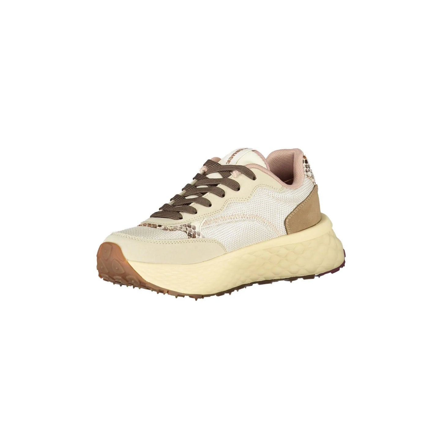 BLAUER Women's Beige Sneakers with Laces and Contrasting Details