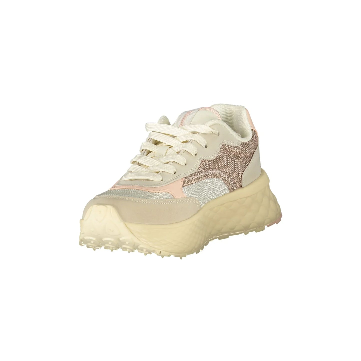 BLAUER Damen-Sneaker in Beige mit Schnürsenkeln und rosa Details