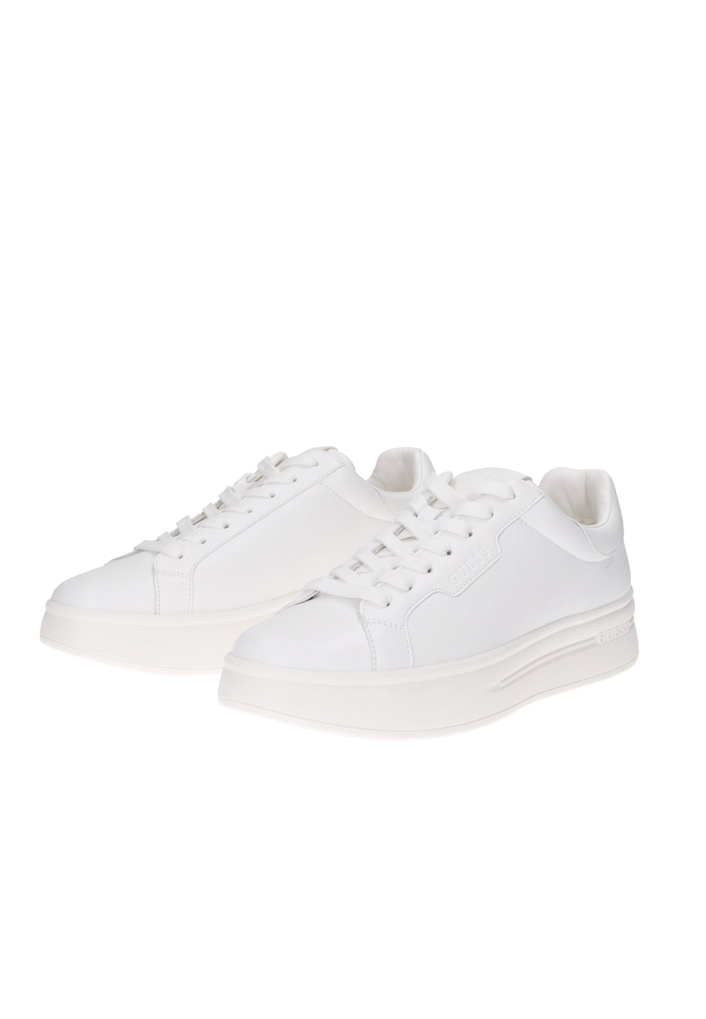 White GUESS Winno sneakers with lace-up closure and 4 cm rubber sole for a stylish casual look.