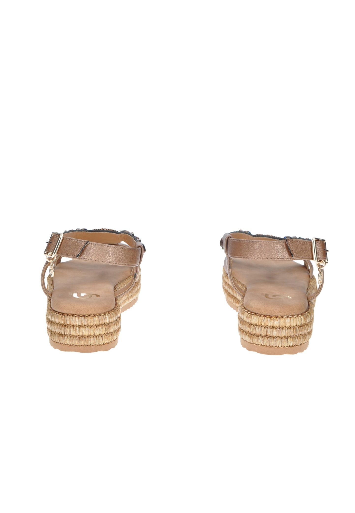 Back view of GC760 Sandalo Miriam in eco-leather with high wedge and ankle strap for comfort and style.