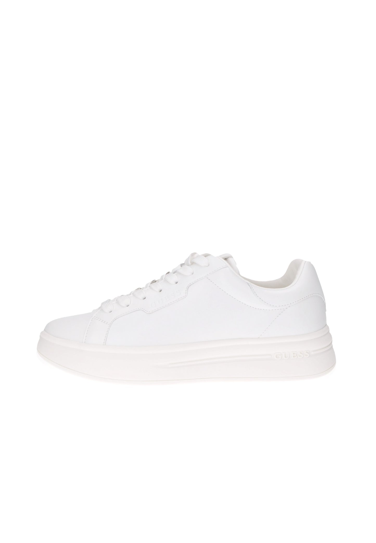 White GUESS Winno sneakers with lace closure and cushioned sole for comfort and style.