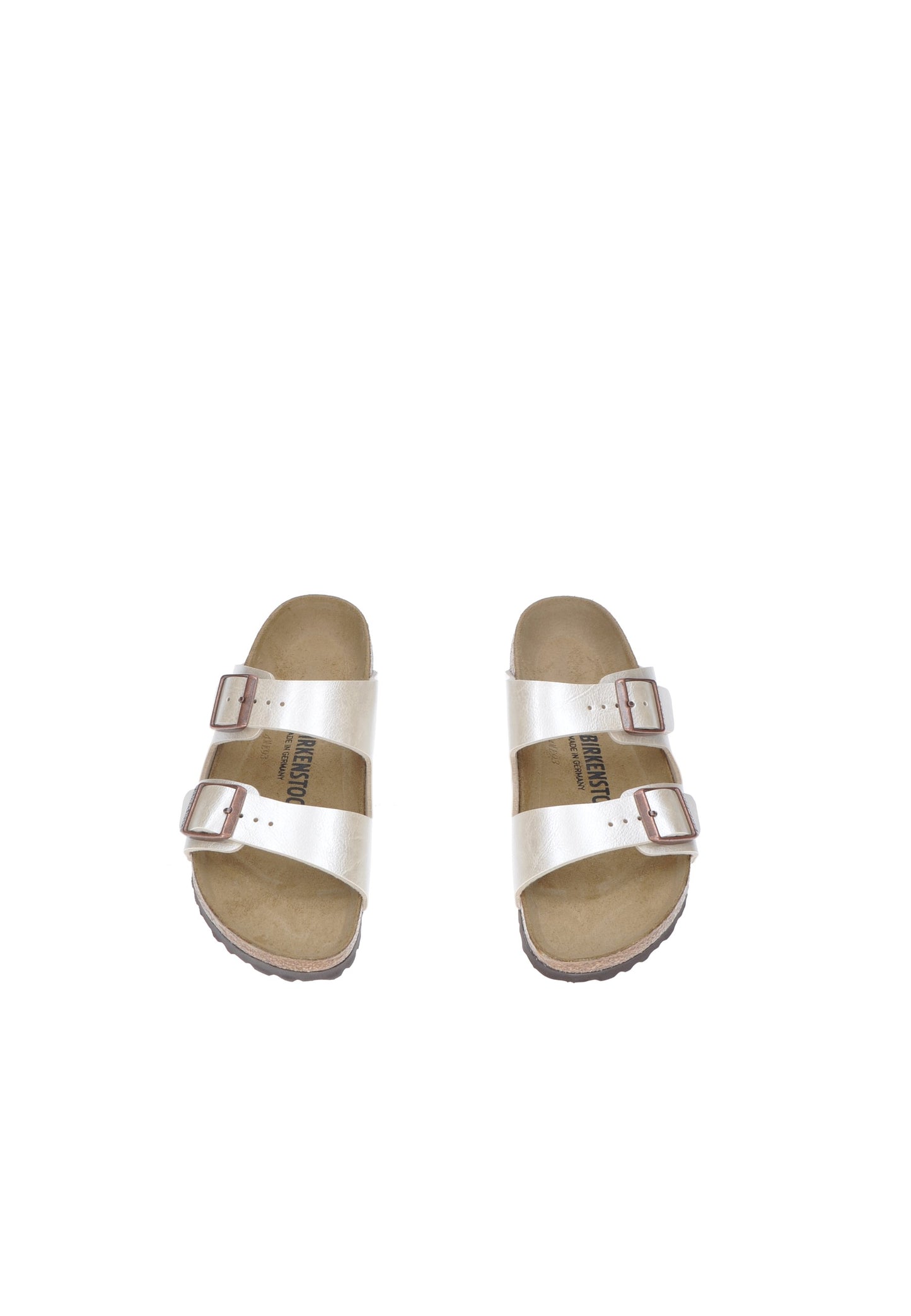 Sandalo BIRKENSTOCK Arizona in Birko Flor con due cinturini regolabili e plantare anatomico in sughero.