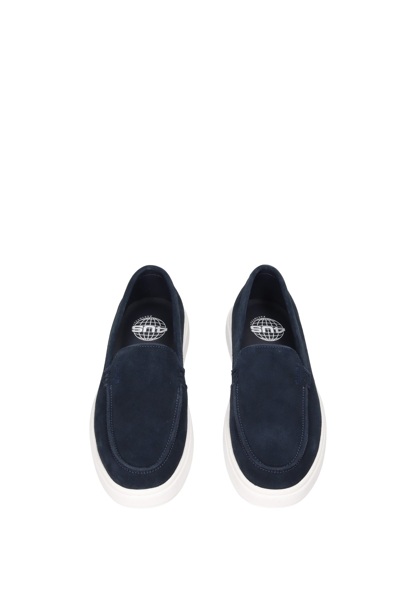 HM25045-01 Mocassino PACIOTTI 4US in pregiato camoscio blu scuro con fondo gomma per comfort e eleganza.