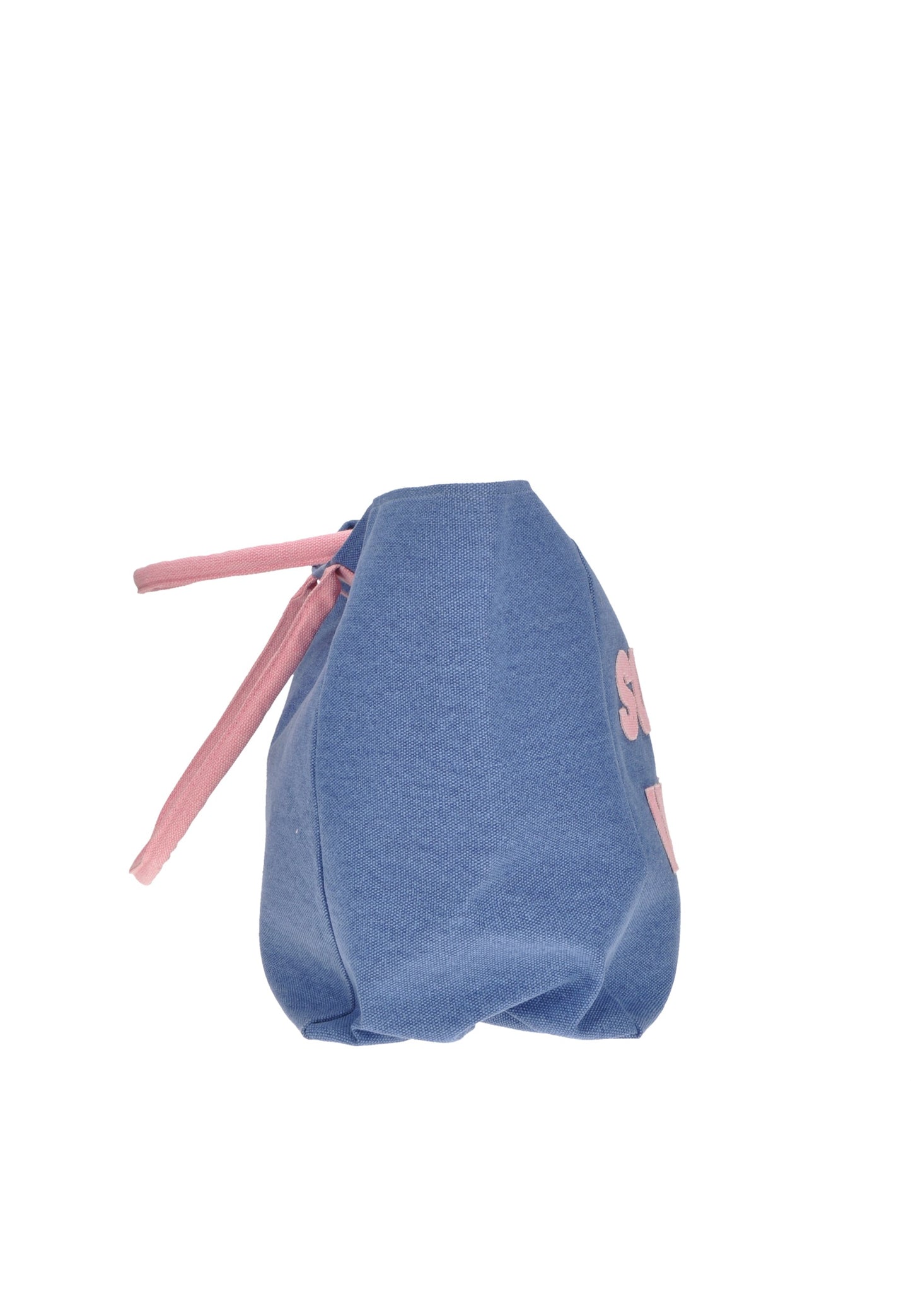 KBS33A01 Shopping KUVE' blue bag with pink zipper, perfect for beach outings and casual use.