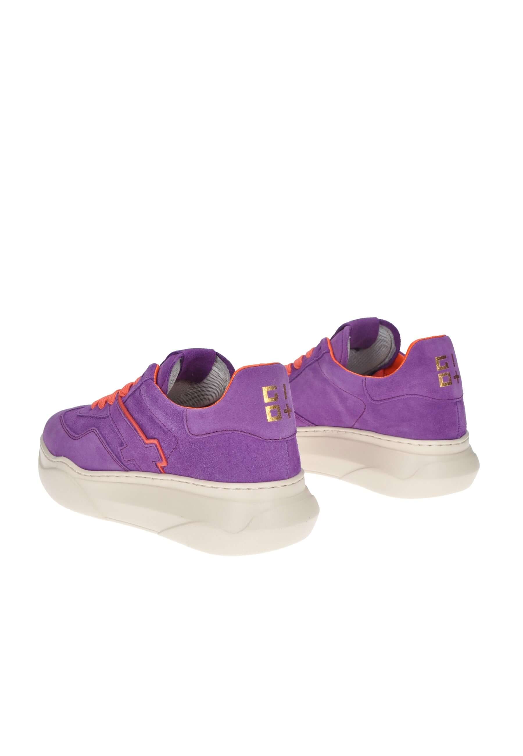 Purple Giada sneakers by GIO + with contrasting orange details and cushioned sole, stylish and comfortable.