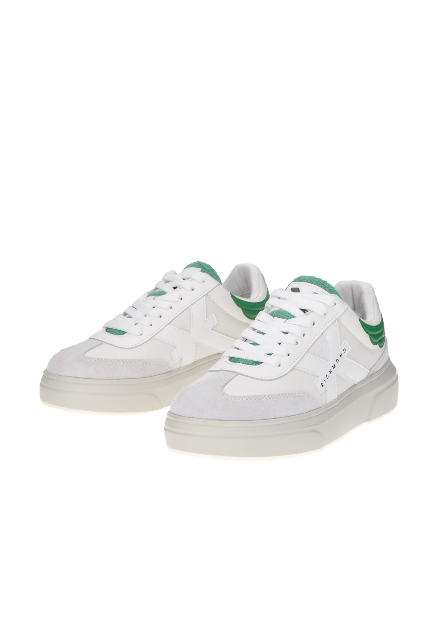 27310/CP sneaker JOHN RICHMOND Oscar leather sneakers with green accents and cushioned insole.