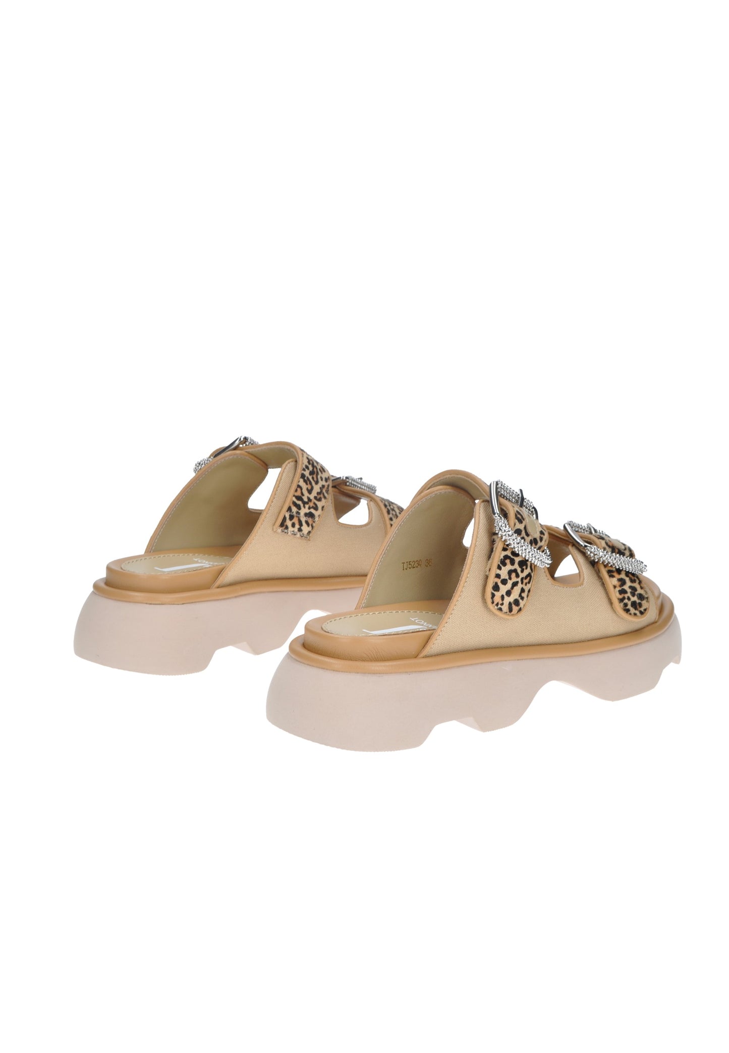 TJ523 Sandalo JEANNOT Noemi, sandali scalzati in pelle e tessuto con fibbie e fondo gomma, comodi e alla moda.