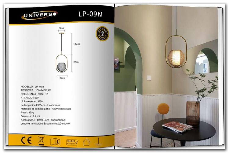 Ovaler LED-Pendelleuchter mit E27-Fassung, Netzkugel, Metall, Gold, modern