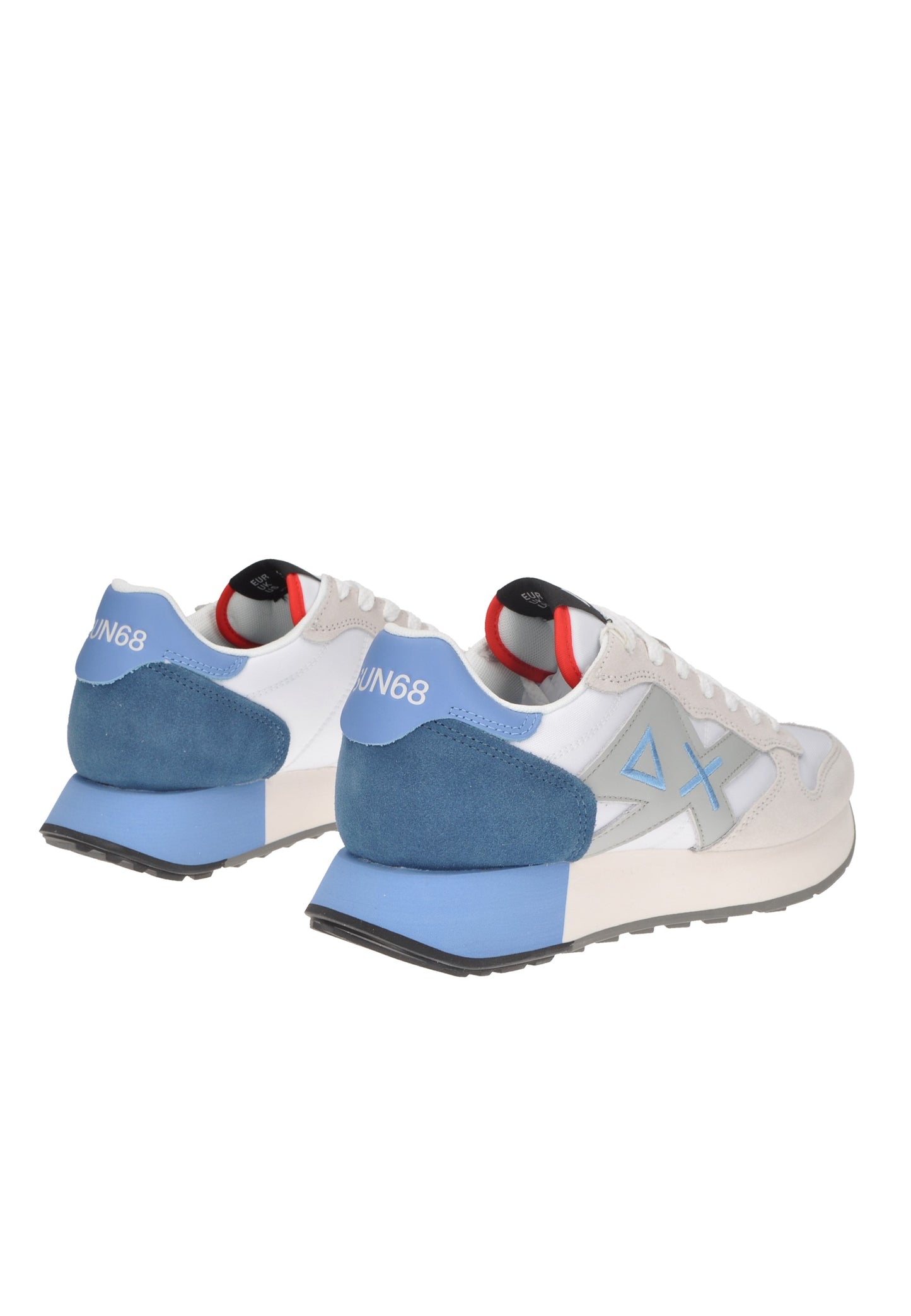 Z35111 sneaker SUN68 in white and blue, featuring suede accents and a comfortable rubber sole for all-day wear.