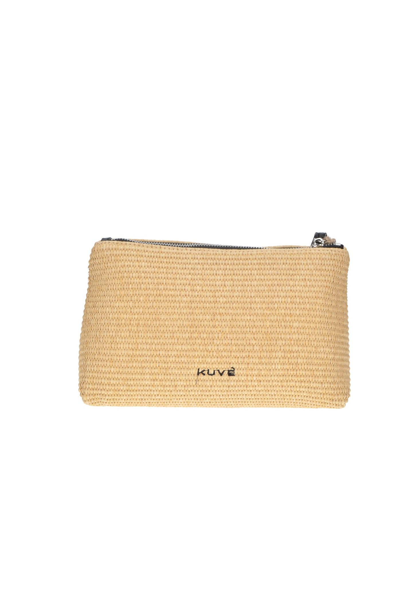 KBE47A513 Pochette KUVE' in beige tessuto con chiusura a cerniera, dimensioni 25x18x9 cm, perfetta per la spiaggia.