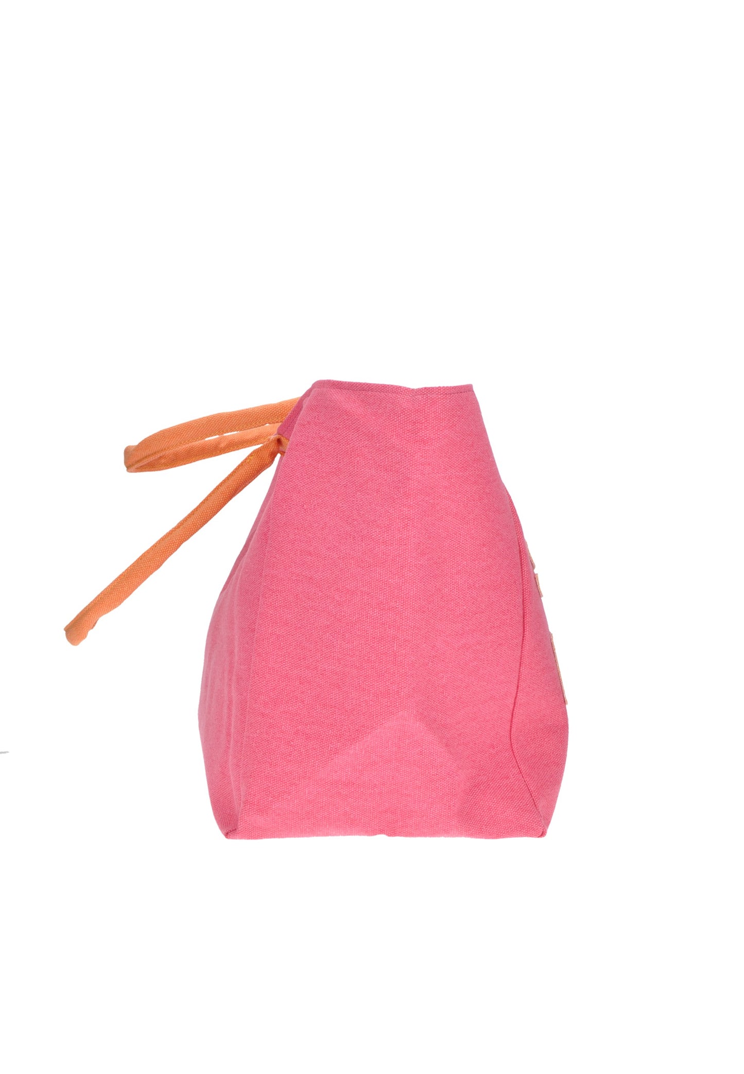 Pink shopping bag with zipper closure, perfect for beach outings, showcasing a stylish design.