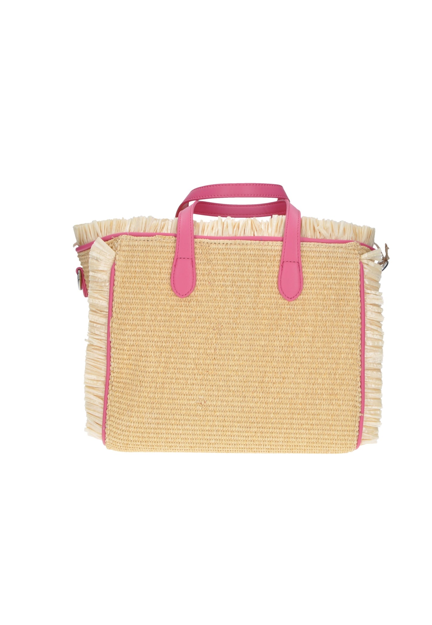 KBS47A01 Borsa a mano KUVE' in raffia con tracolla, chiusura a zip, dimensioni 33x25x14 cm, stile Ibiza.