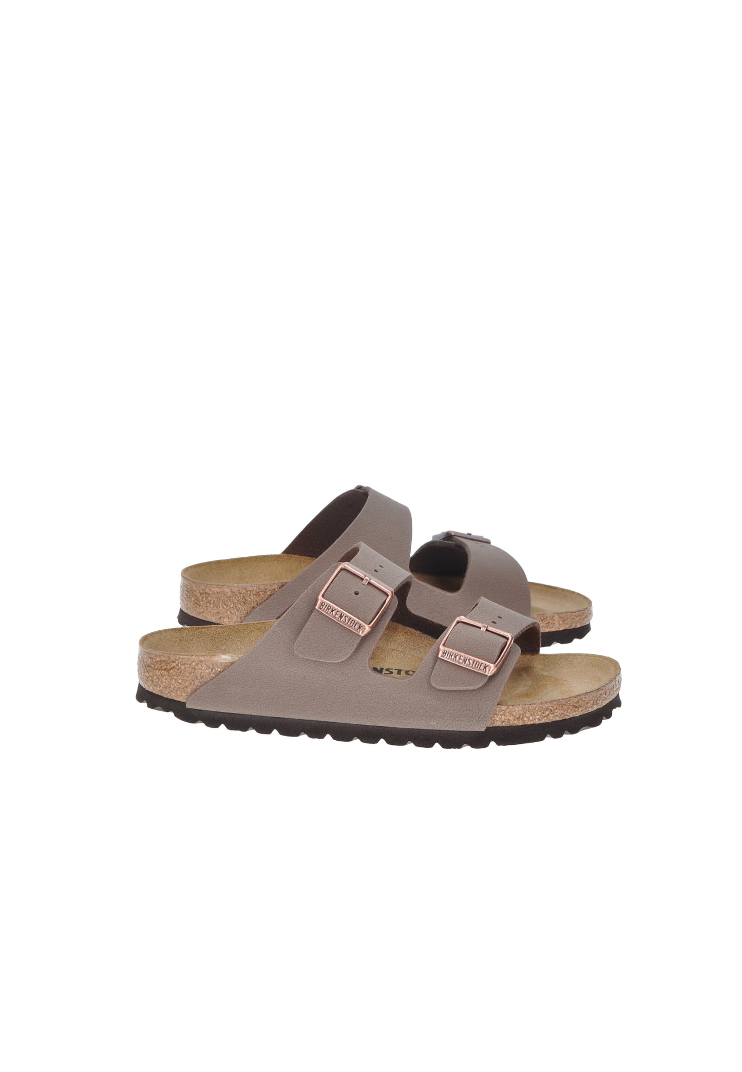 Sandalo BIRKENSTOCK Arizona BS in Birko Flor with adjustable metal buckles and cork-latex footbed.