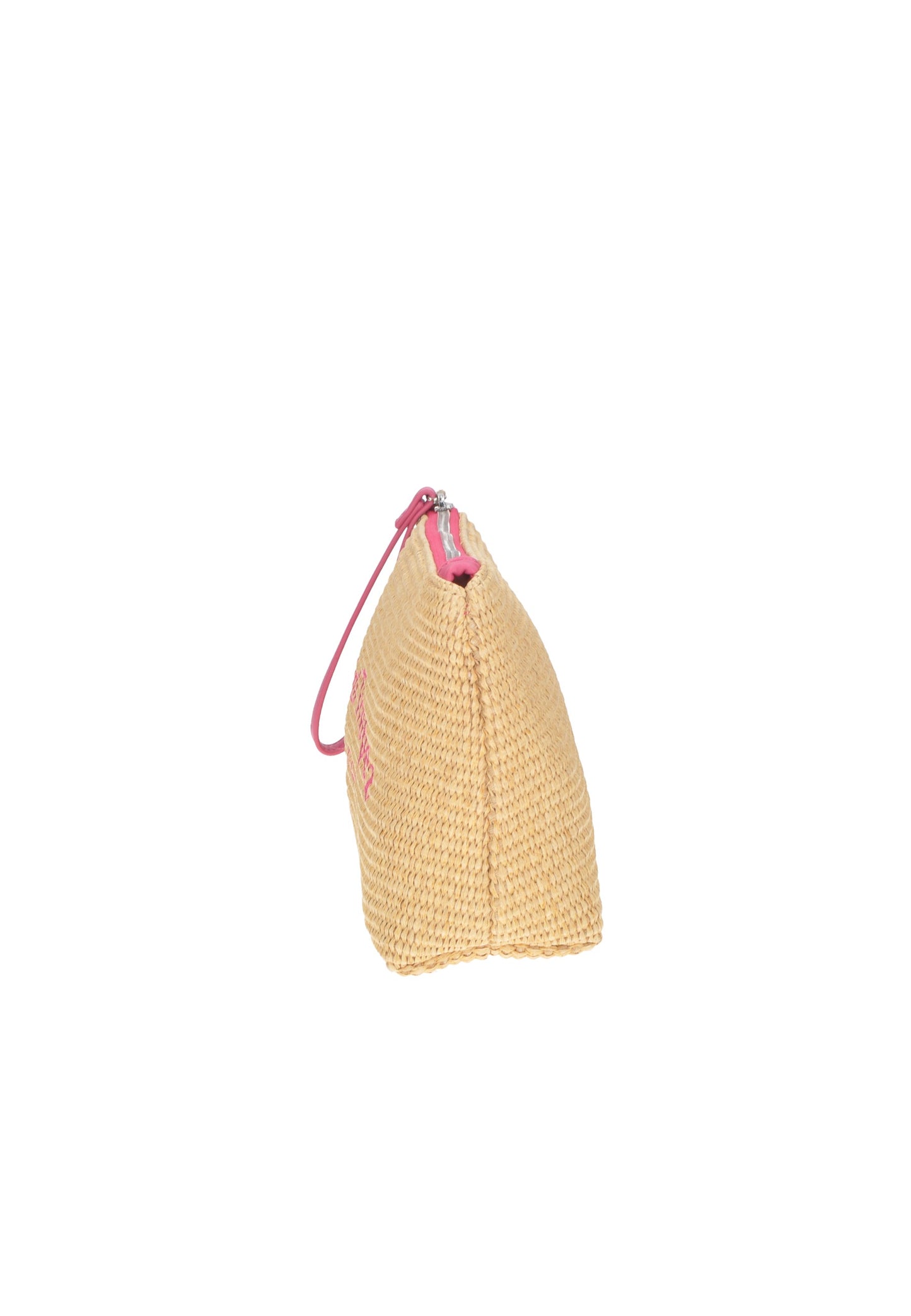Side view of KBE47A513 Pochette KUVE' beach pouch in woven fabric with zipper closure.