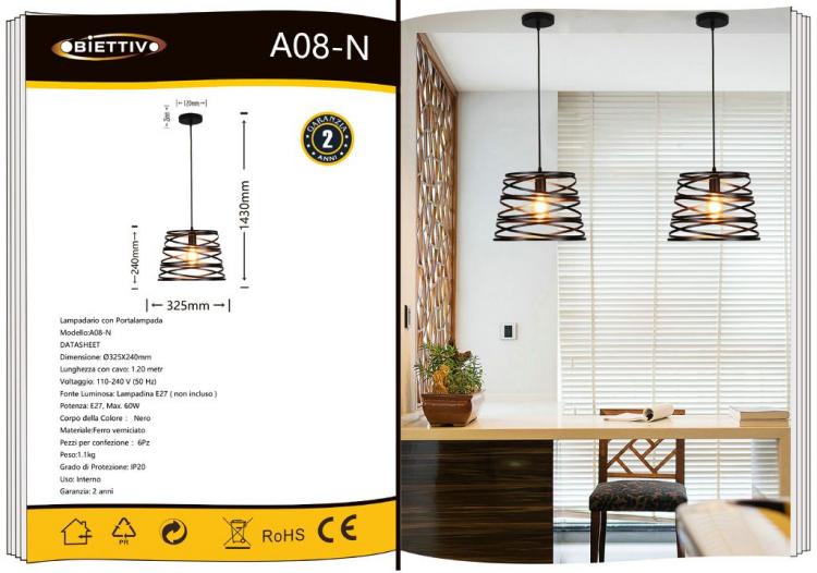 Moderner Pendelleuchter mit verschlungenen Eisenbändern, E27-Fassung, 120 cm Kabel