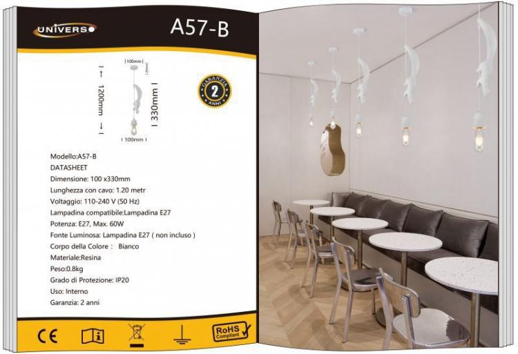 Weißer Hängeleuchter in Form eines Eichhörnchens mit LED-Beleuchtung und E27-Fassung, modernes Design für Schlafzimmer und Wohnzimmer