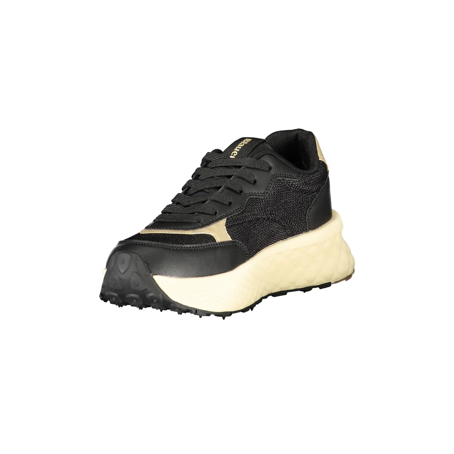 Schwarze Damen-Sneaker von BLAUER mit Schnürsenkeln und goldenen Details