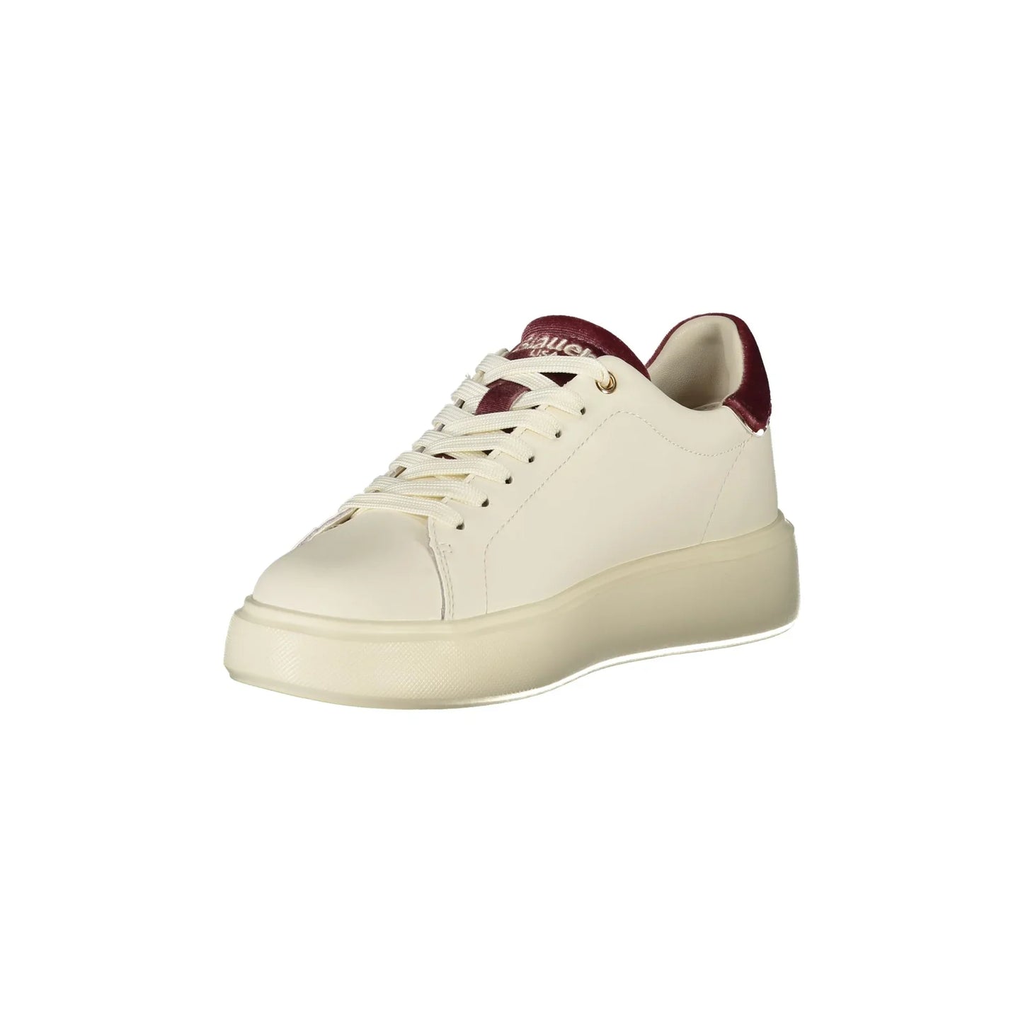 Weiße Damen-Sneaker von BLAUER mit Schnürsenkeln und antikrosa Details