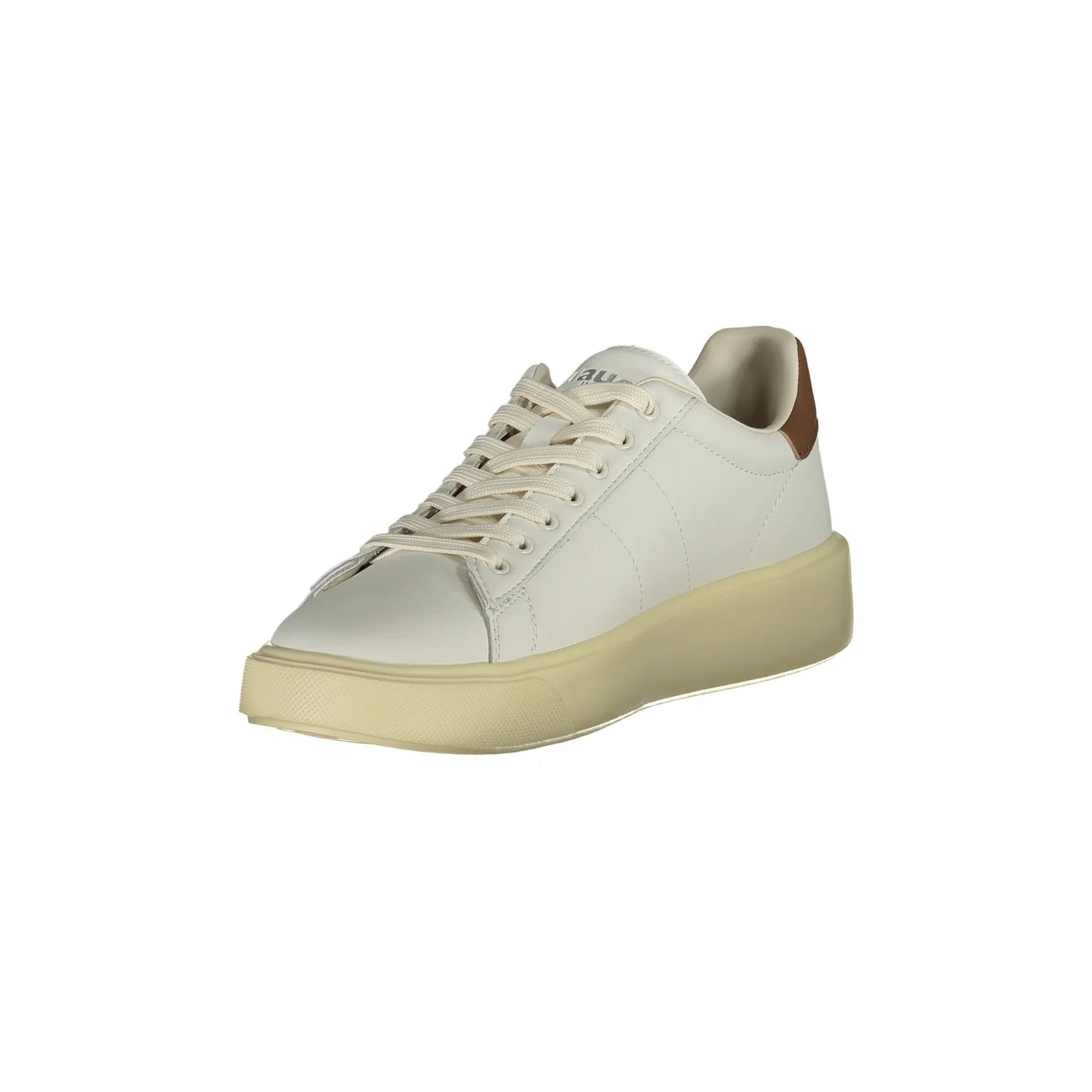 BLAUER Sneakers Uomo Bianche con Dettagli Marroni e Logo