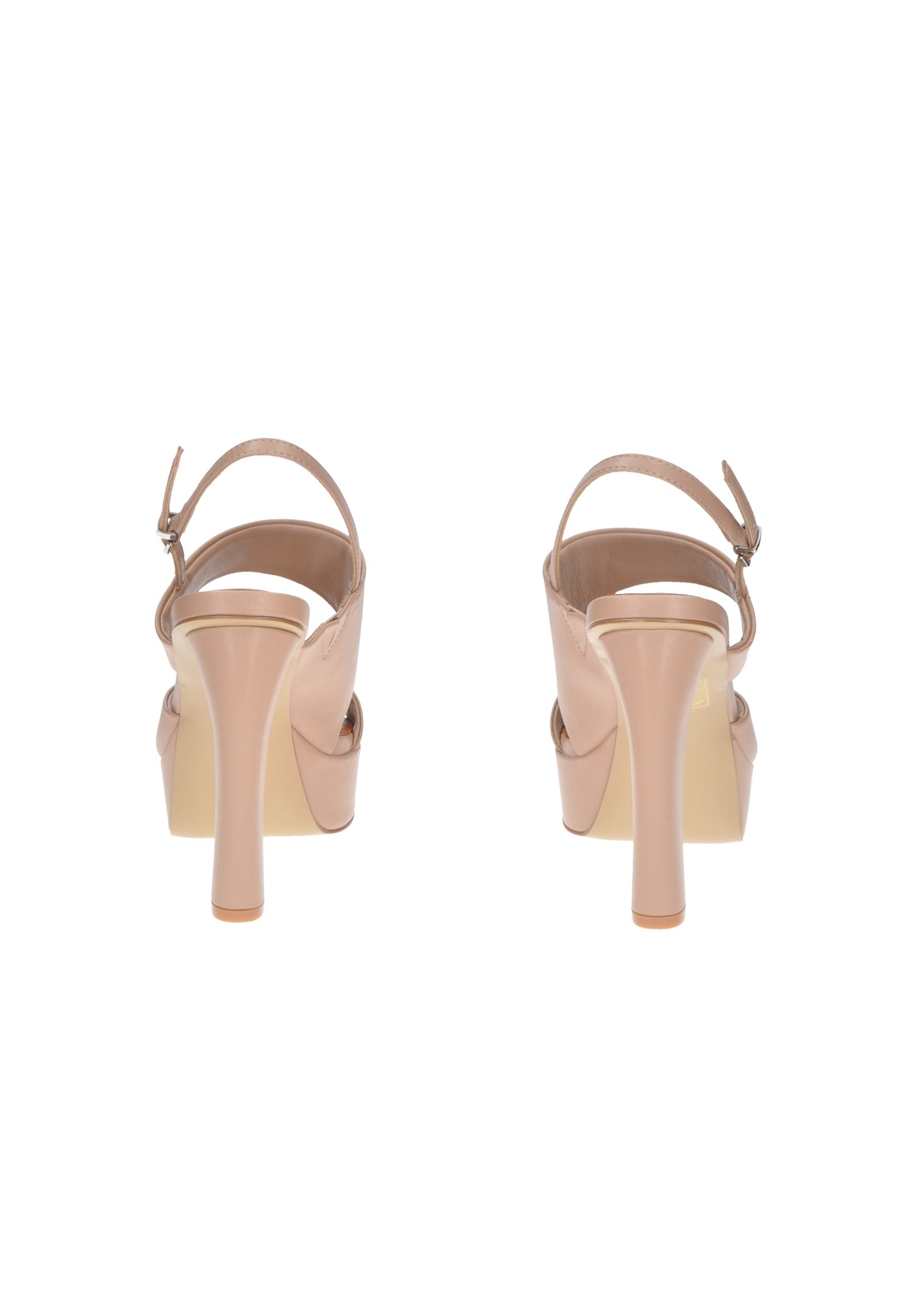 Retro view of TL278 Sandalo LUCIANO BARACHINI, stylish nude high heel sandals with adjustable ankle strap.