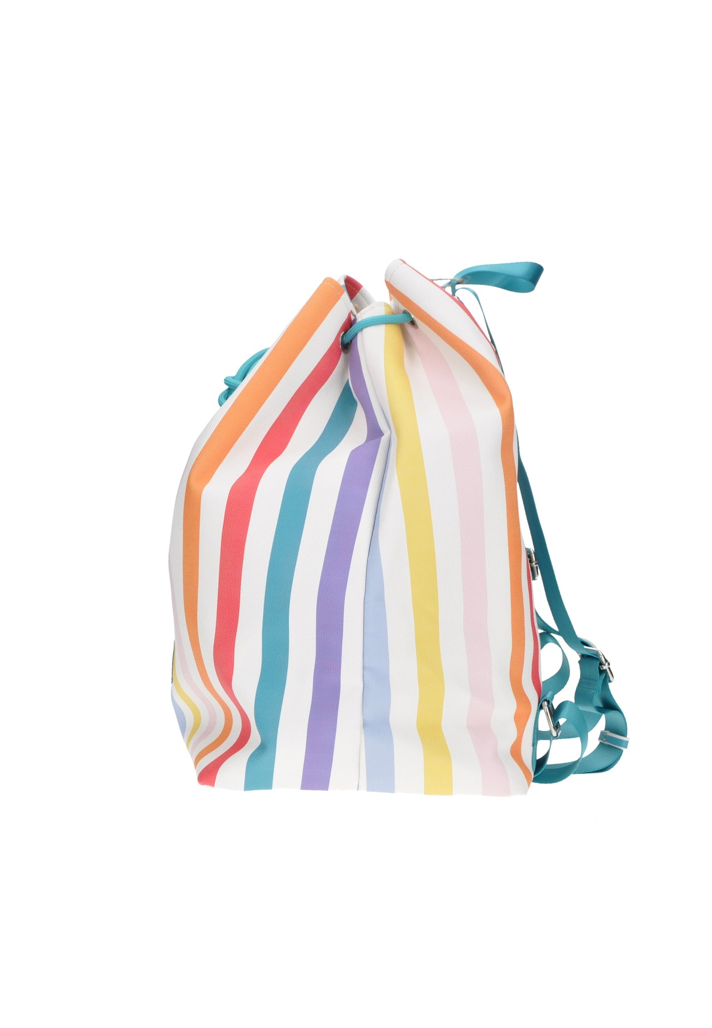 KBS31A03 Zaino KUVE' in ecopelle, strisce colorate, chiusura con coulisse, dimensioni 50x42x22 cm, ideale per il mare.