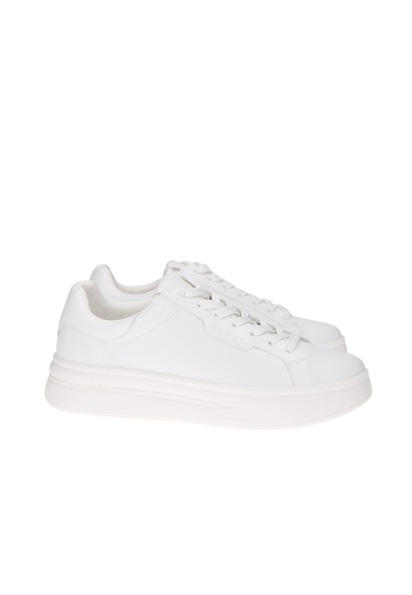 White GUESS Winno sneakers with lace closure and 4 cm platform for a stylish, casual look.