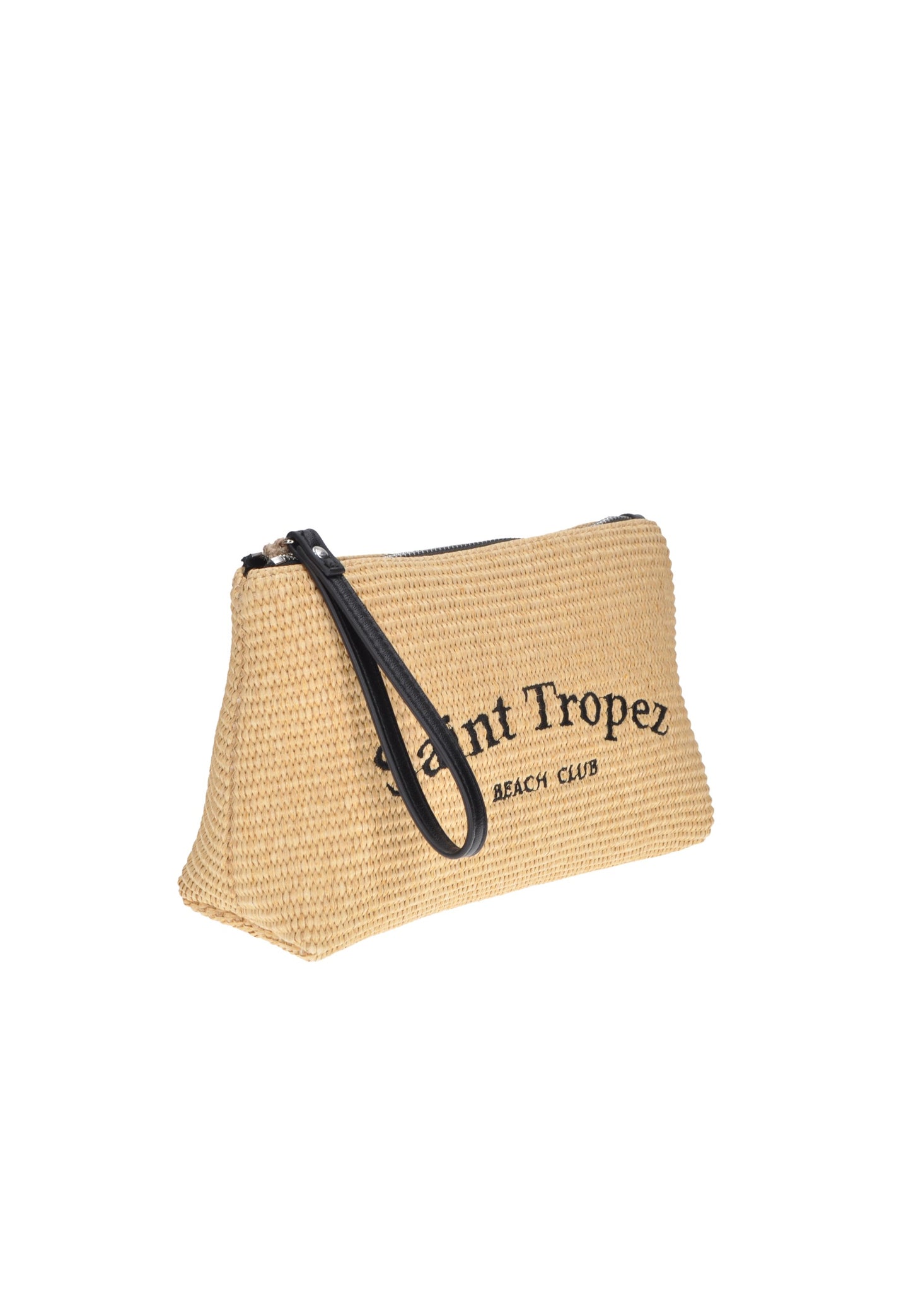 KBE47A513 Pochette KUVE' in tessuto, chiusura con cerniera, logo Saint Tropez Beach Club, dimensioni 25x18x9 cm.