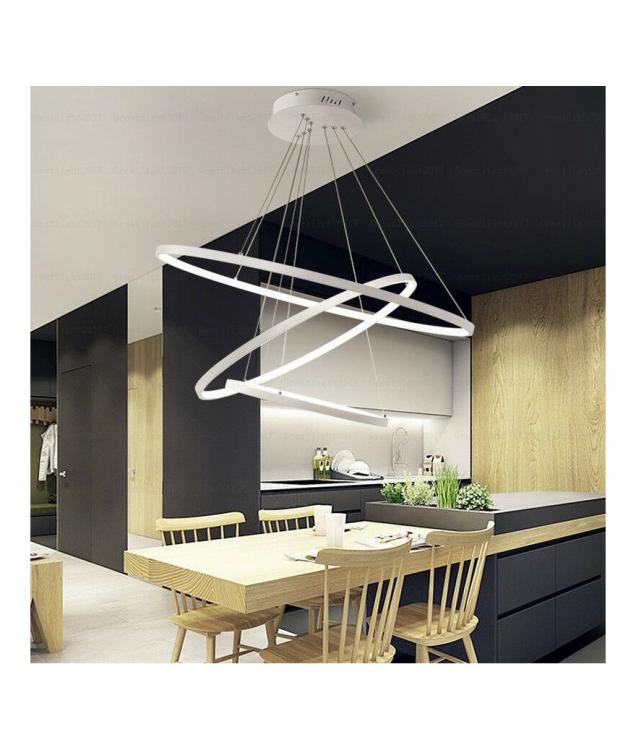 48-W-LED-Pendelleuchte, kreisrund, weiß, modern, kühles Weiß