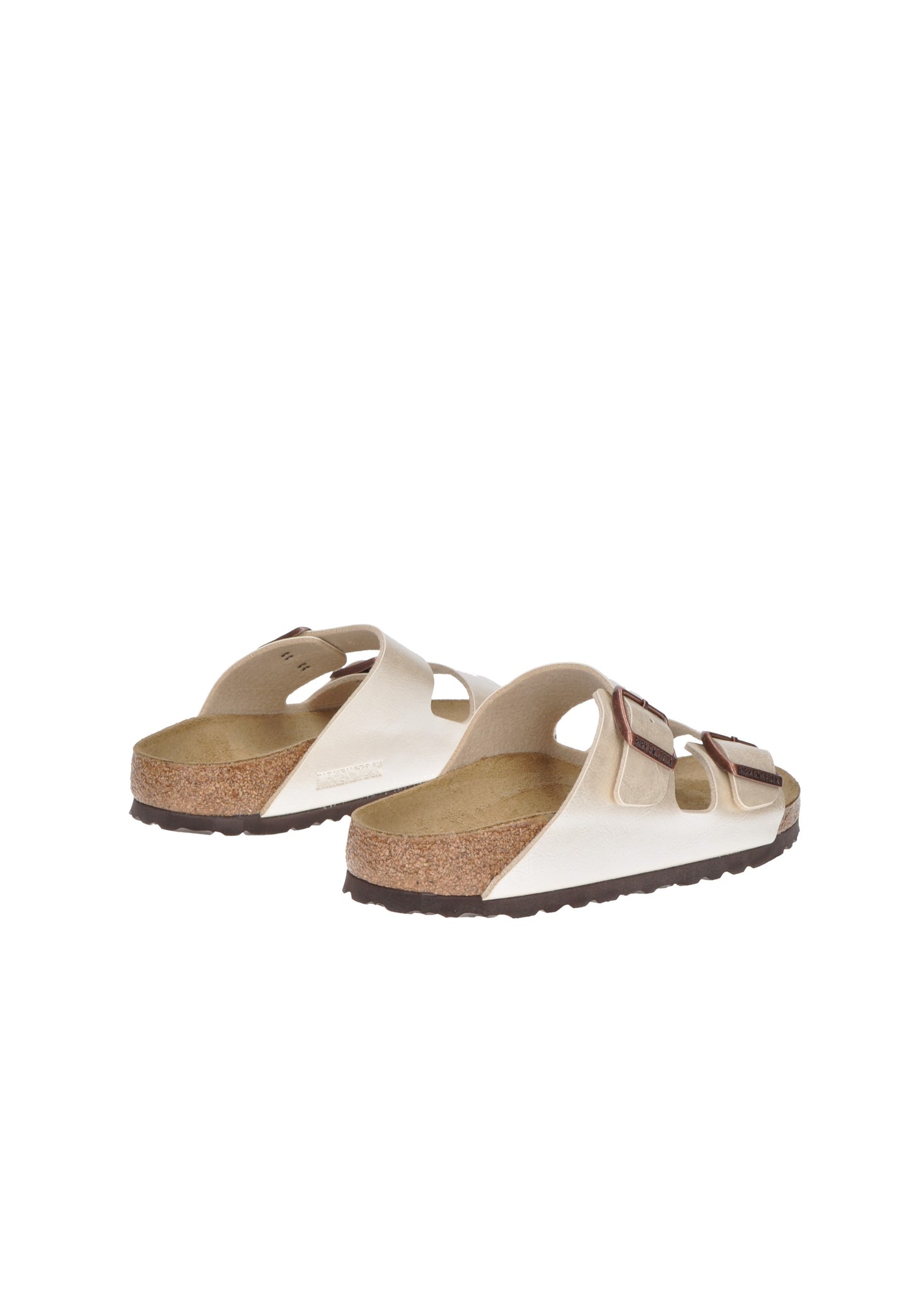 Rear view of 1009921 BIRKENSTOCK Arizona sandals, featuring Birko-Flor straps and an anatomical cork-latex footbed.
