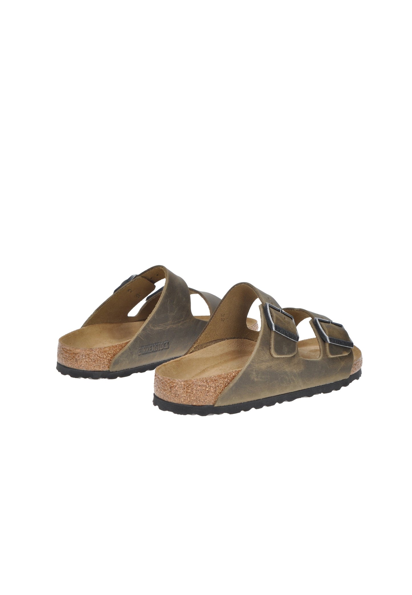 Sandalo Birkenstock Arizona BS in pelle con plantare anatomico in sughero, fibbie regolabili in metallo, suola EVA.