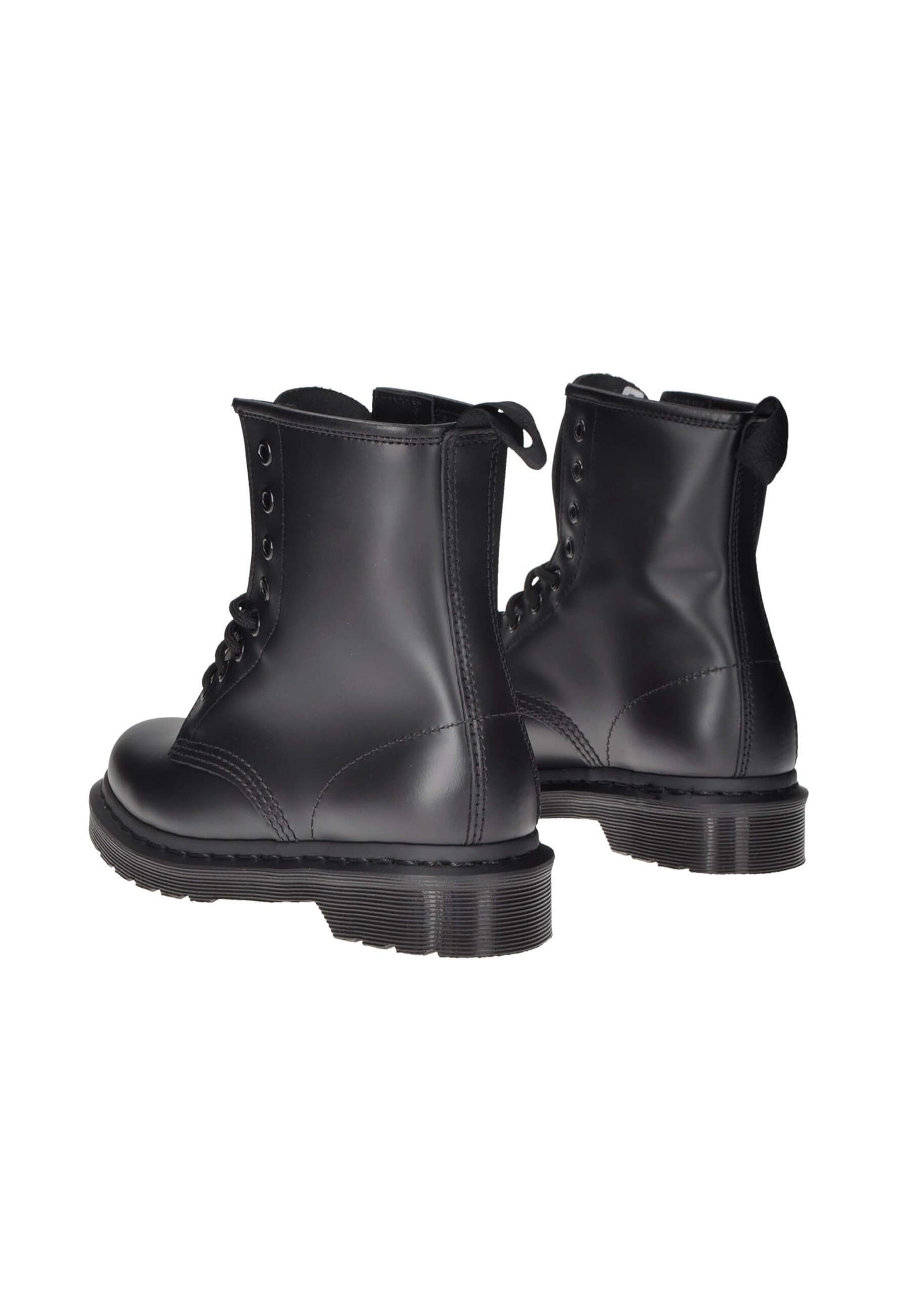 Black 1460 Mono boots from Dr. Martens with lace-up closure and rubber sole, showcasing stylish and durable design.