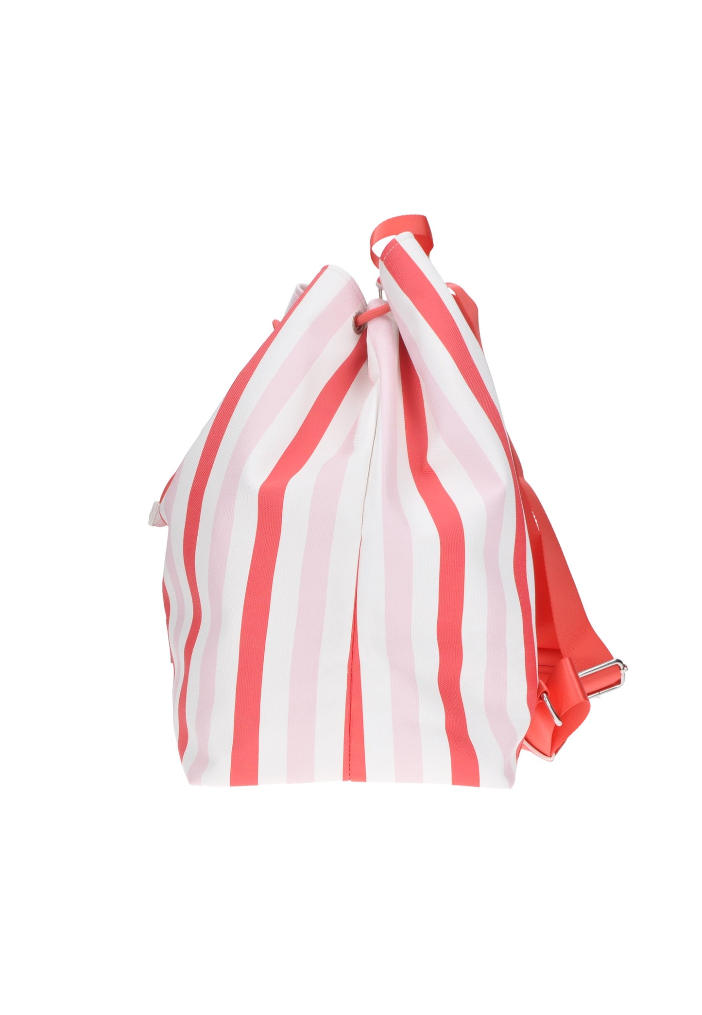 KBS31A03 Zaino KUVE' in ecopelle a righe rosse e bianche, chiusura con coulisse, perfetto per il mare.