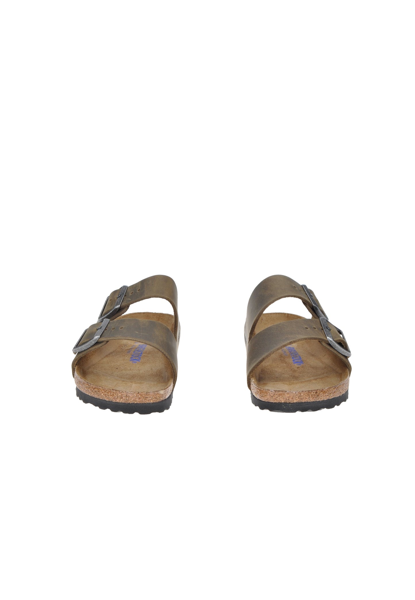 Sandalo BIRKENSTOCK Arizona BS in pelle, plantare anatomico in sughero, due cinturini con fibbie regolabili.