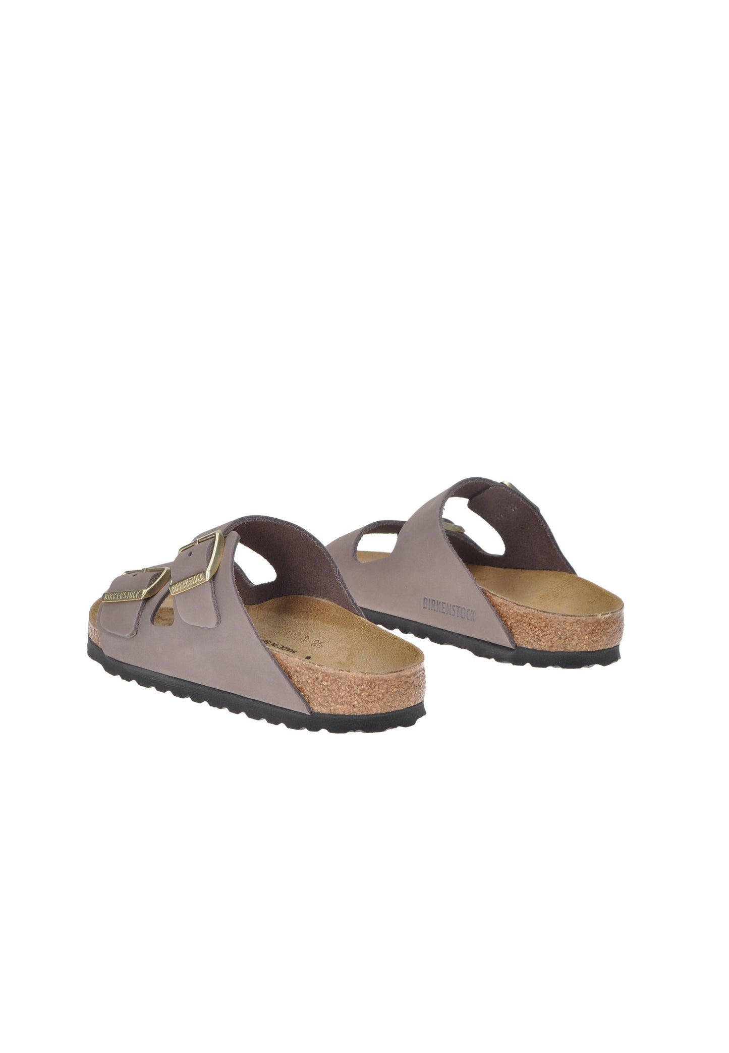 Sandalo Arizona BIRKENSTOCK in pelle con plantare anatomico in sughero e lattice, suola in EVA, cinturini regolabili.