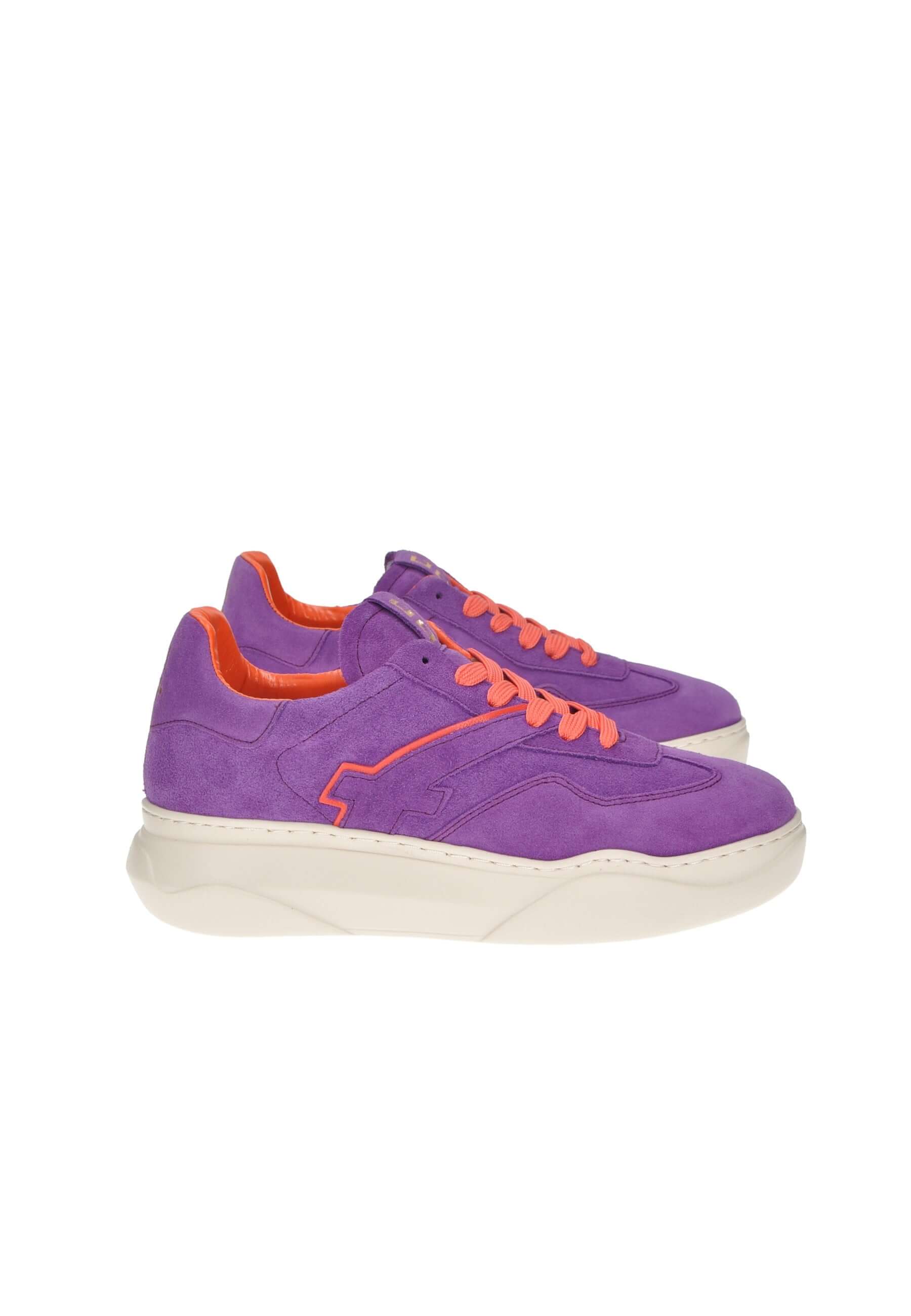 Purple Giada sneakers by GIO + with orange accents and padded insole for stylish comfort.
