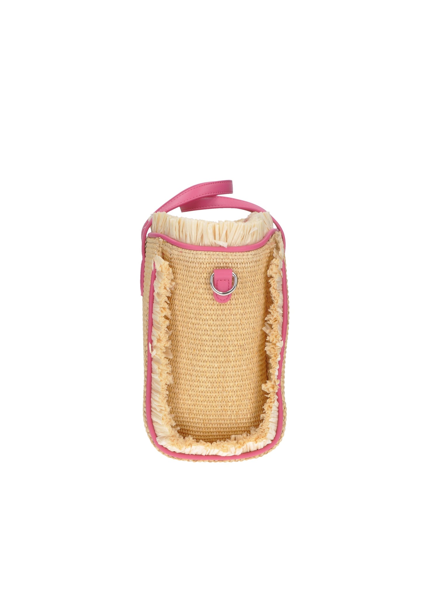 Borsa a mano KUVE' in raffia Ibiza con tracolla e chiusura a cerniera, dimensioni 33x25x14 cm.