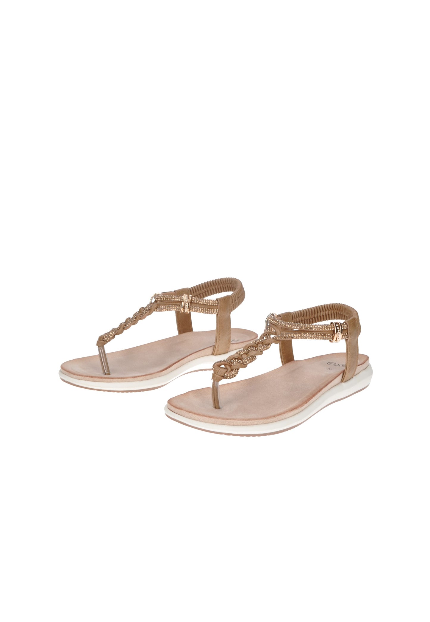 BZX63164-JA1 Sandalo EXE, sandali infradito in ecopelle con cinturino e dettagli di strass, suola in gomma alta 2 cm.