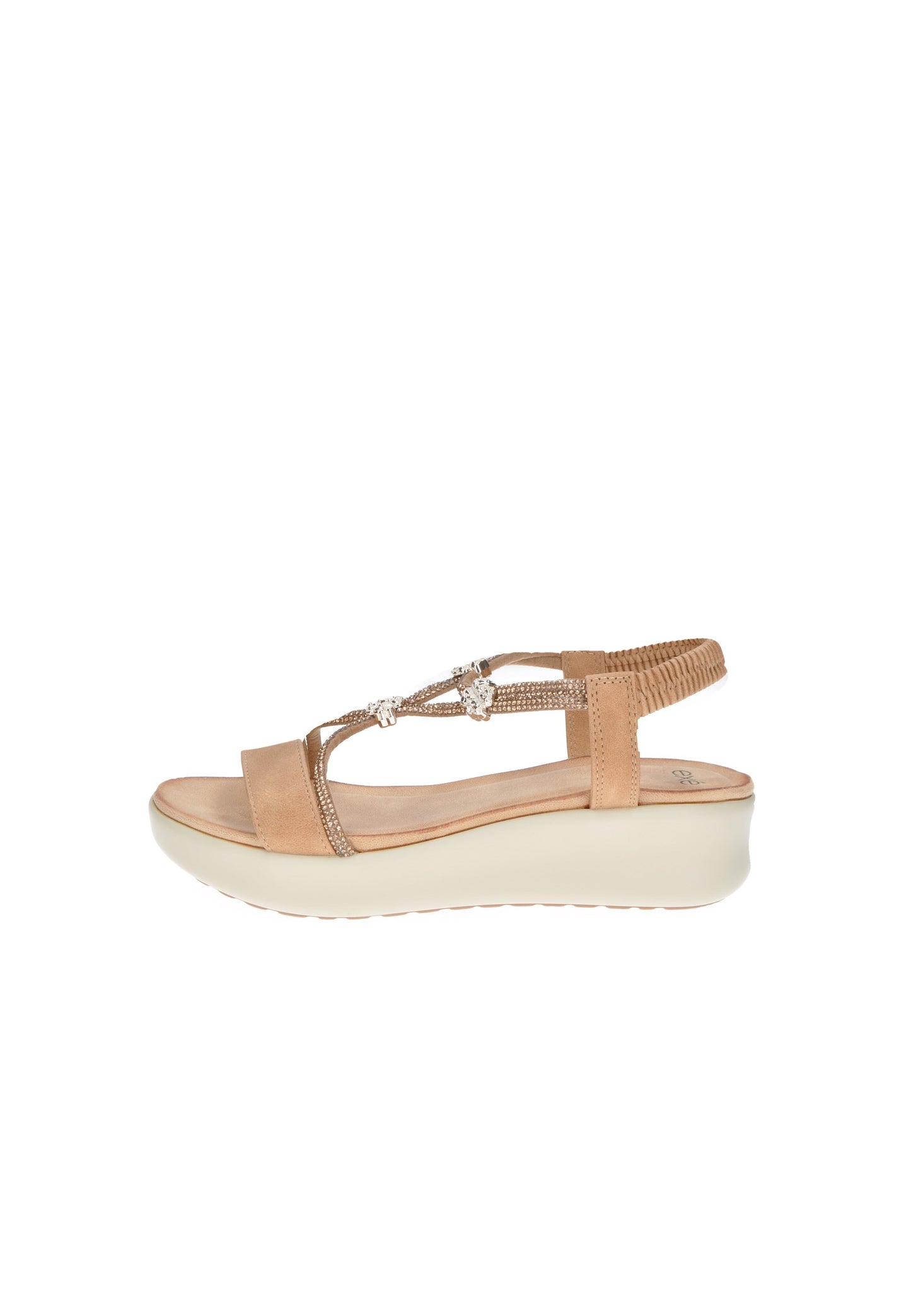 BZX33170-R1 Sandalo EXE in ecopelle con strass e fondo gomma, tacco alto 4 cm per un comfort elegante.