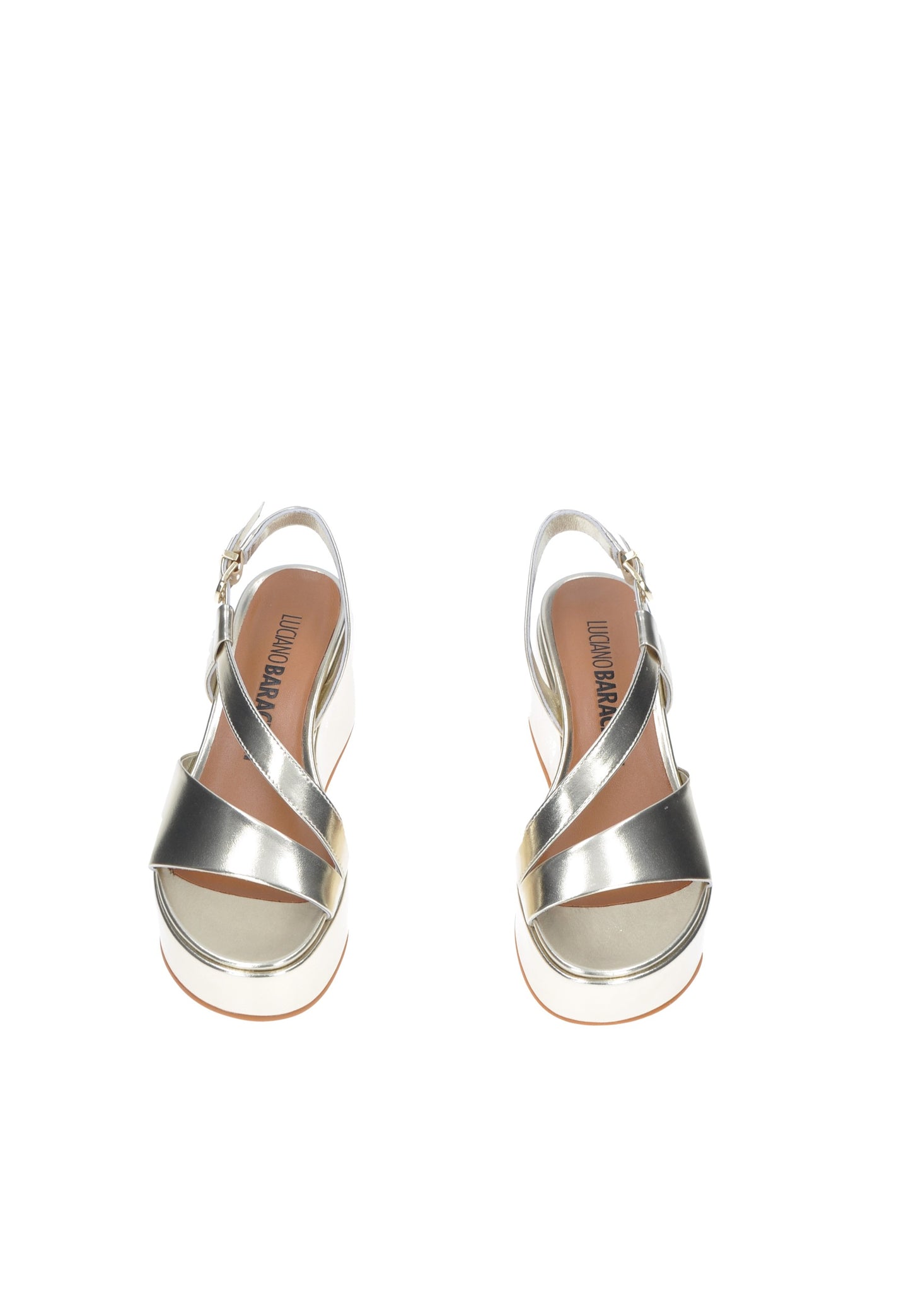 TL135 Sandalo LUCIANO BARACHINI, sandali Sisma in pelle con tacco gomma alto 8 cm, eleganti e confortevoli.