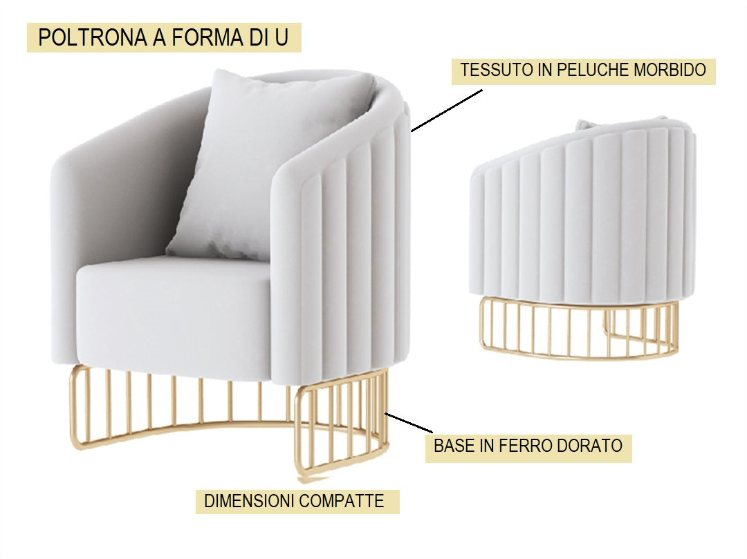 Poltrona a forma di U per saloni di bellezza