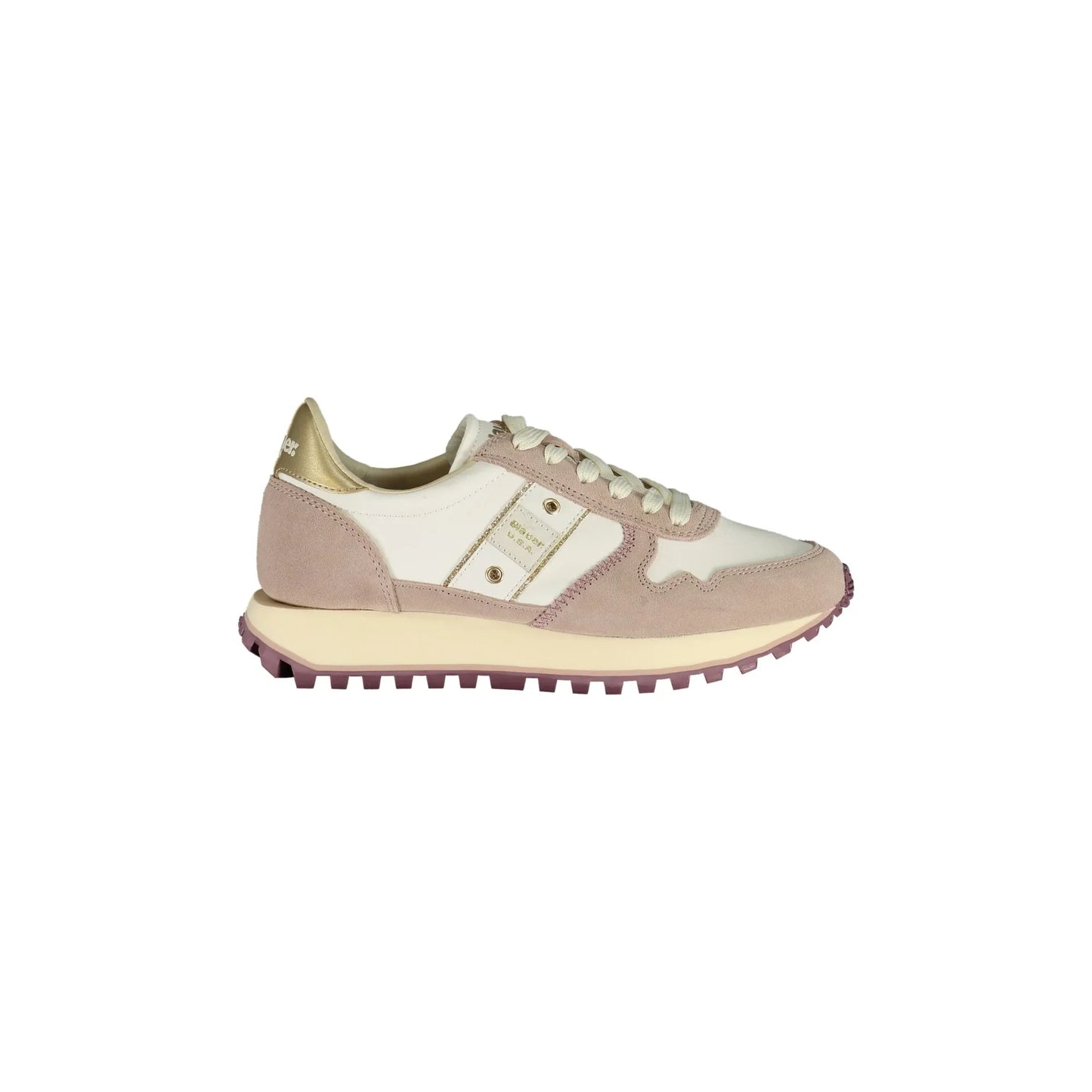 Weiße Damen-Sneaker von BLAUER mit lila und goldenen Details