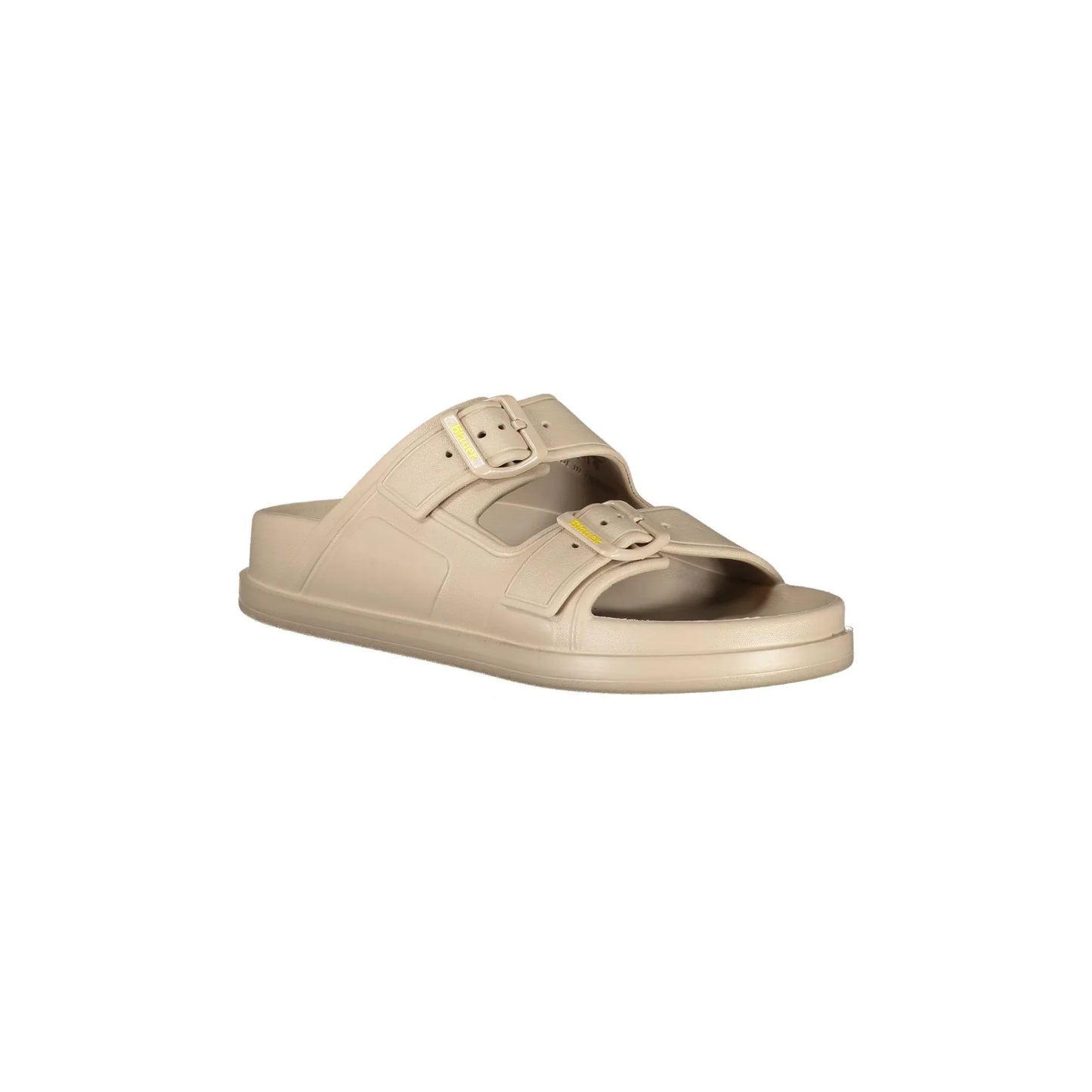 BLAUER Women's Beige Slippers with Adjustable Double Buckle
